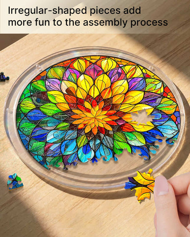 Acrylic Suncatcher Puzzle - Rainbow Mandala Floral