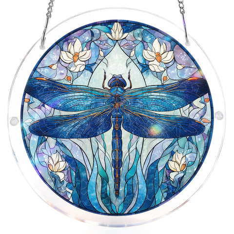Acrylic Suncatcher Puzzle - Blue Dragonfly Magnolia