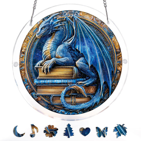 Acrylic Suncatcher Puzzle - Blue Book Dragon