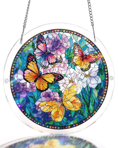 Acrylic Suncatcher Puzzle - Colorful Butterfly Floral