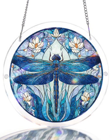 Acrylic Suncatcher Puzzle - Blue Dragonfly Magnolia