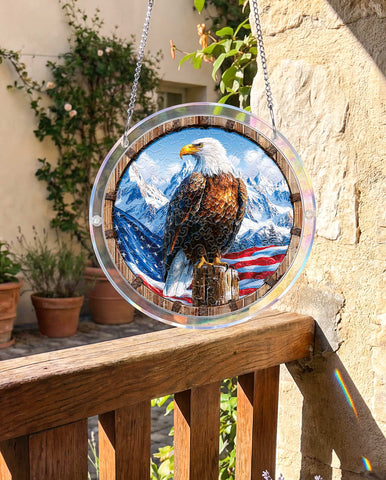 Acrylic Suncatcher Puzzle- American Bald Eagle Flag
