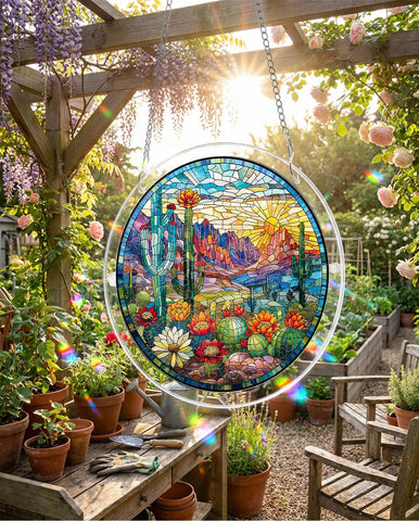 Acrylic Suncatcher Puzzle- Desert Cactus