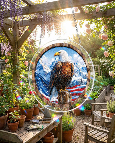 Acrylic Suncatcher Puzzle- American Bald Eagle Flag
