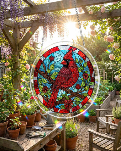 Acrylic Suncatcher Puzzle- Cardinal Bird