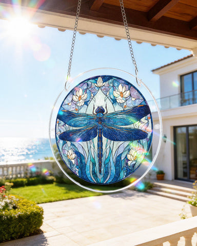 Acrylic Suncatcher Puzzle - Blue Dragonfly Magnolia