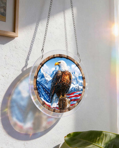 Acrylic Suncatcher Puzzle- American Bald Eagle Flag