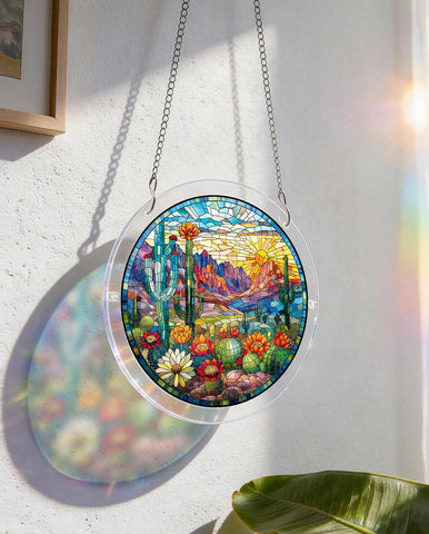 Acrylic Suncatcher Puzzle- Desert Cactus