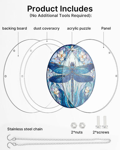 Acrylic Suncatcher Puzzle - Blue Dragonfly Magnolia