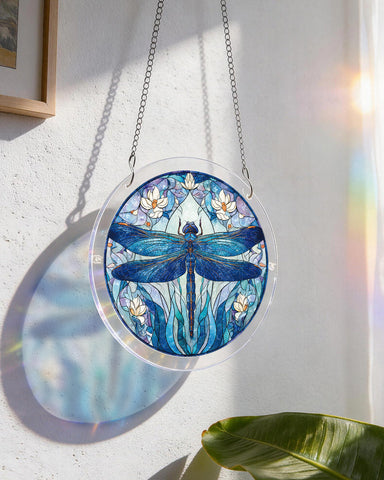 Acrylic Suncatcher Puzzle - Blue Dragonfly Magnolia