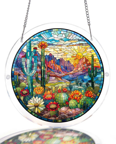Acrylic Suncatcher Puzzle- Desert Cactus