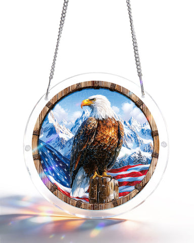Acrylic Suncatcher Puzzle- American Bald Eagle Flag