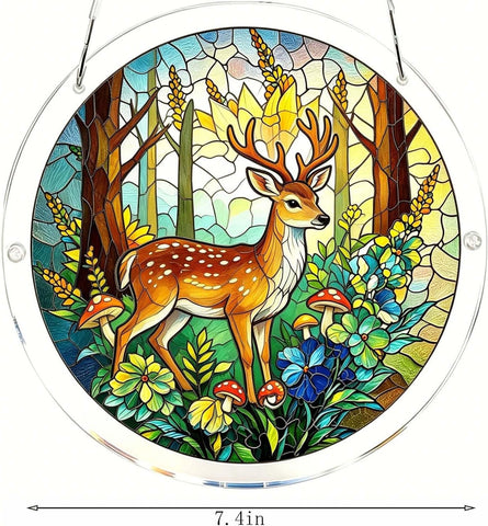 Acrylic Suncatcher Puzzle - Deer Forest