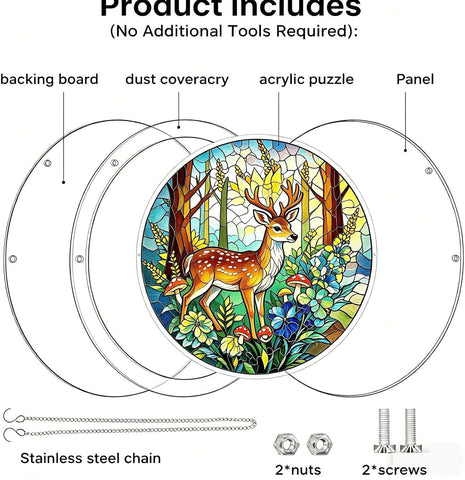 Acrylic Suncatcher Puzzle - Deer Forest