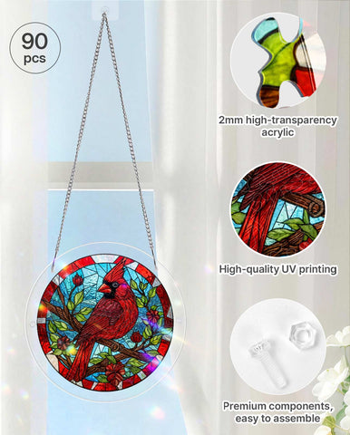 Acrylic Suncatcher Puzzle- Cardinal Bird
