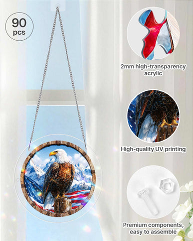 Acrylic Suncatcher Puzzle- American Bald Eagle Flag