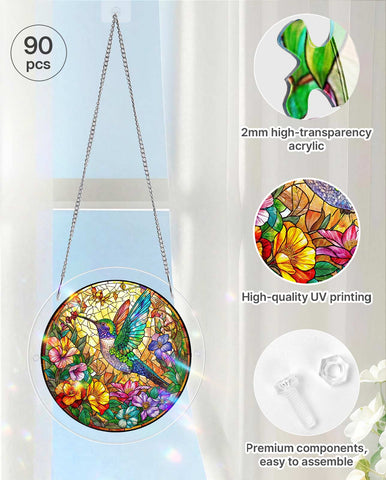 Acrylic Suncatcher Puzzle- Botanical Nectar Oasis