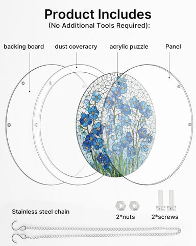 Acrylic Suncatcher Puzzle- Azure Bloom Whisper