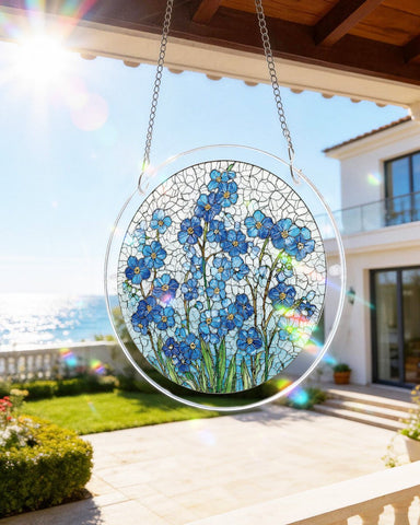 Acrylic Suncatcher Puzzle- Azure Bloom Whisper