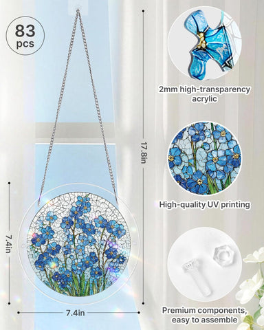 Acrylic Suncatcher Puzzle- Azure Bloom Whisper