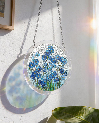 Acrylic Suncatcher Puzzle- Azure Bloom Whisper