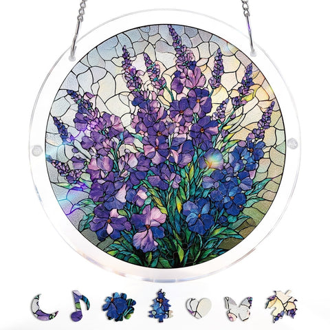 Acrylic Suncatcher Puzzle- Violet Garden Grace