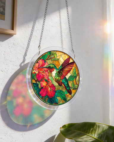 Acrylic Suncatcher Puzzle- Emerald Flame Hummingbird