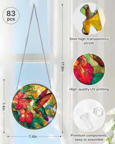 Acrylic Suncatcher Puzzle- Emerald Flame Hummingbird