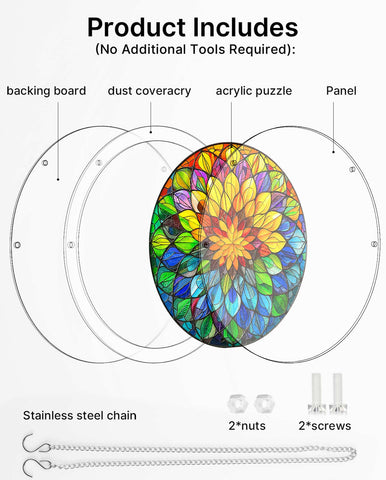 Acrylic Suncatcher Puzzle - Rainbow Mandala Floral