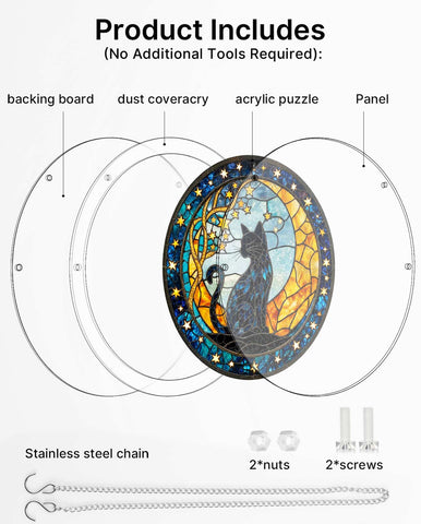 Acrylic Suncatcher Puzzle - Black Cat Moon Star