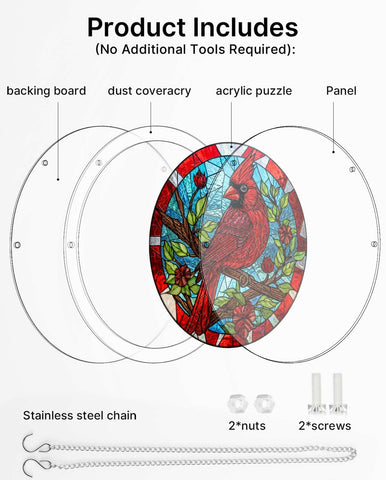 Acrylic Suncatcher Puzzle- Cardinal Bird