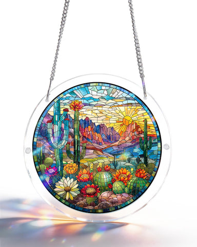 Acrylic Suncatcher Puzzle- Desert Cactus