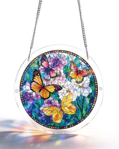Acrylic Suncatcher Puzzle - Colorful Butterfly Floral