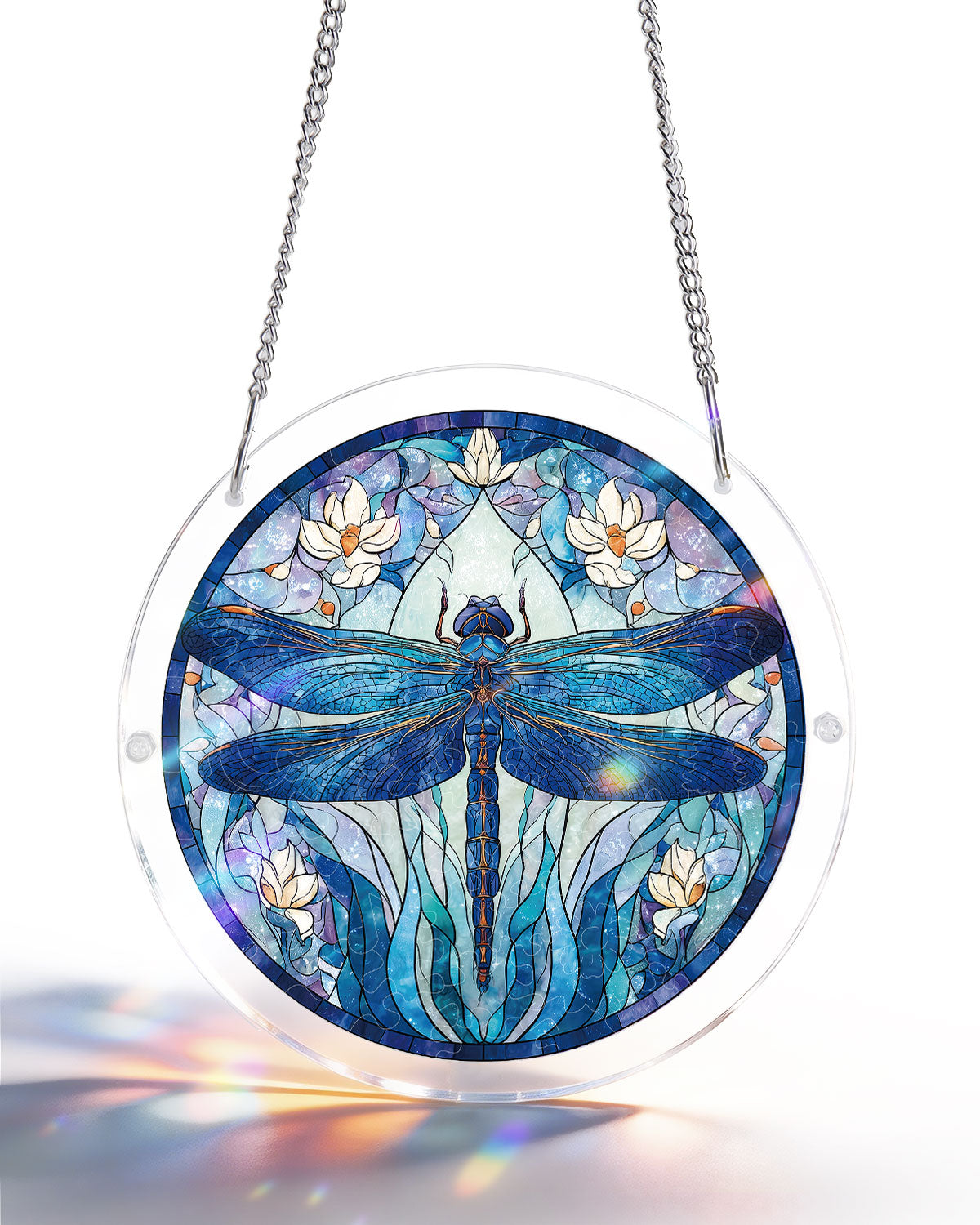 Acrylic Suncatcher Puzzle - Blue Dragonfly Magnolia